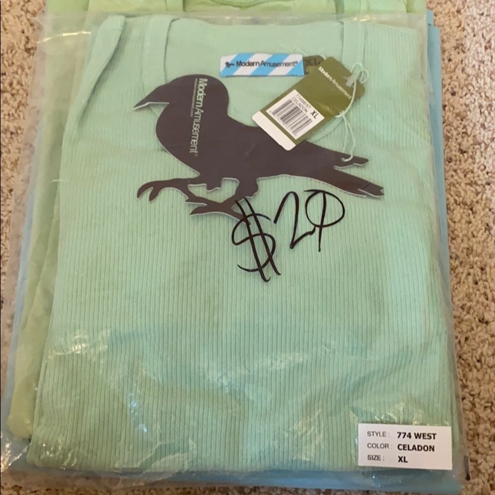 Modern Amusement Light Green Ribbed Long Sleeve